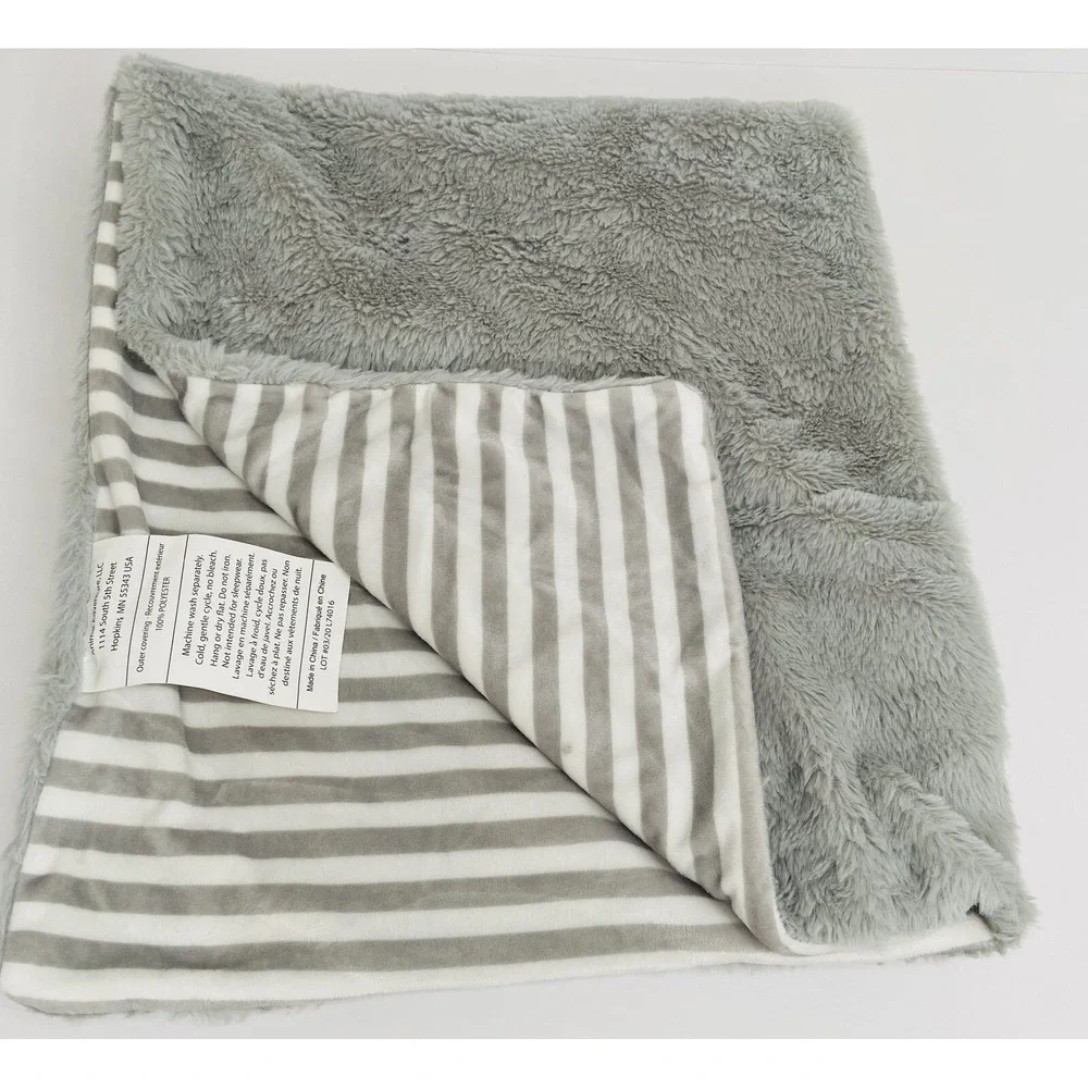 Animal Adventure Gray White Stripe Baby Blanket Plush Striped Fluffy Lovey